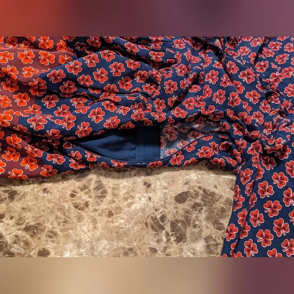 5/$25. Gap dress, navy and red long sleeve floral dress - Picture 7 of 10
